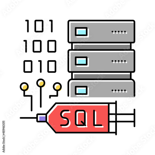 sql injections color icon vector illustration