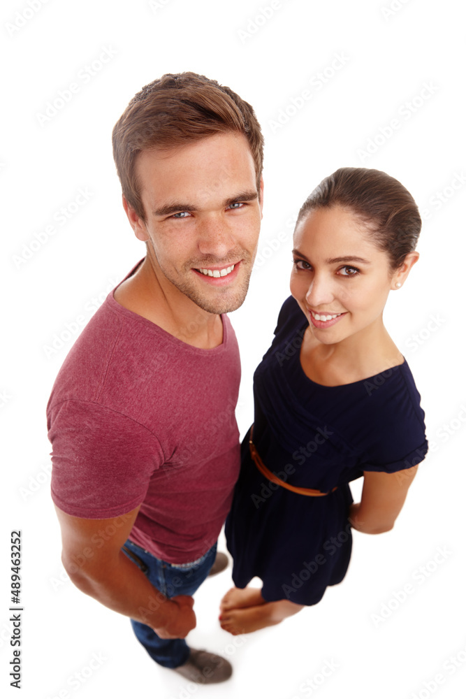 Thanks cupid. Studio portrait of an attractive young couple. Thanks cupid. Studio portrait of an attractive young couple.