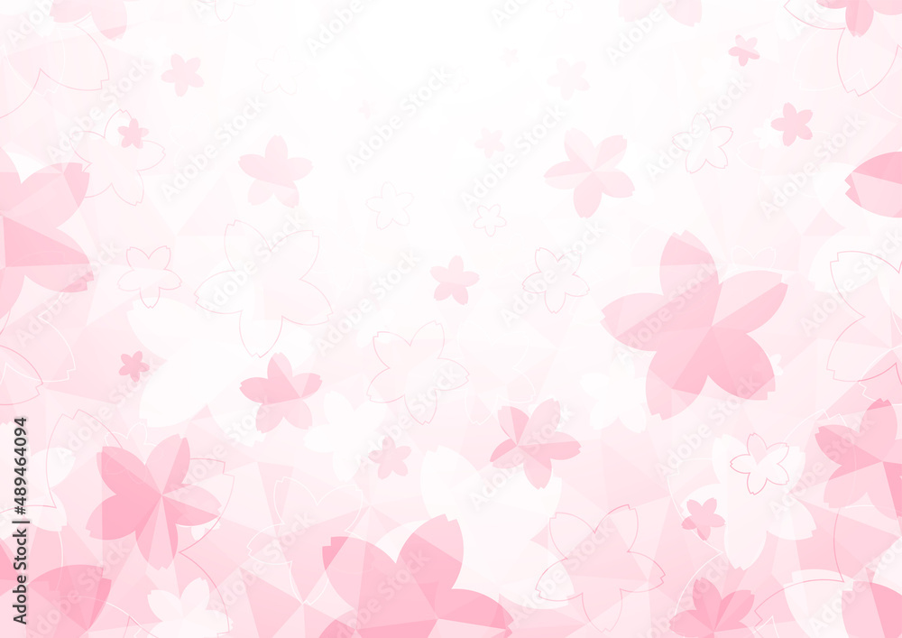 桜吹雪と抽象的な幾何学模様の背景素材