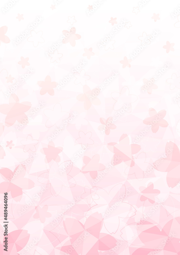 桜吹雪と抽象的な幾何学模様の背景素材