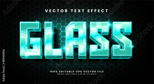 Glass editable text style effect with glossy theme.