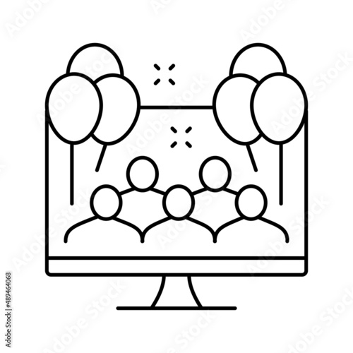 virtual kids party line icon vector illustration