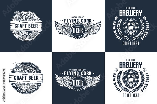 Beer hop and cork for bar. Original brew design with hop and barley barlfor craft beer, pab or brewery