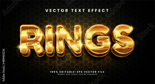 Rings editable text style effect with glossy theme.