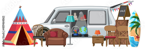 A secondhand shop on sale on white background