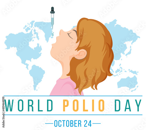 World Polio Day typography design with polio vaccine dropping