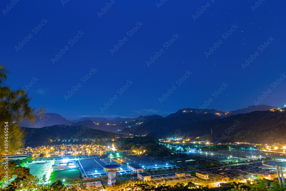 Night high angle view of the Zhitan Purification Plant
