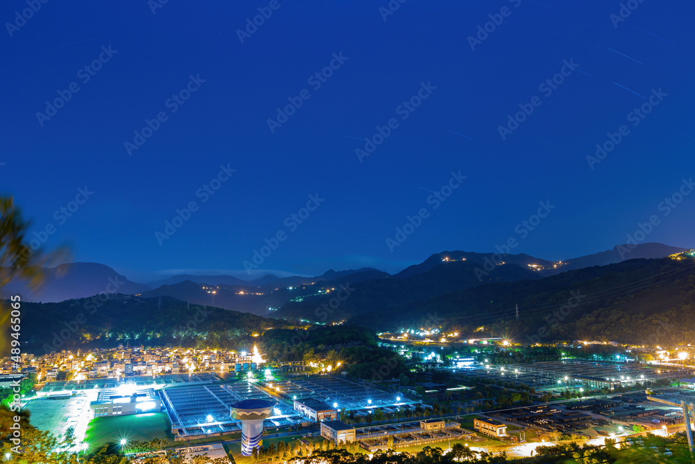 Night high angle view of the Zhitan Purification Plant