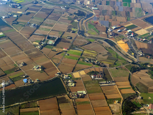 Sunny aerial view of the Guanyin District, Taoyuan City photo