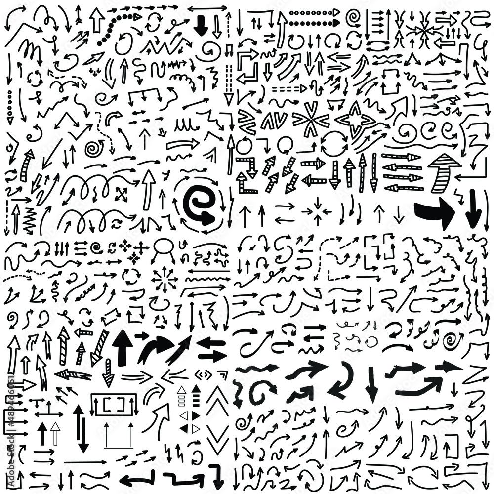 Mega Set Of Vector Doodle Drawing Collection Arrow Vector