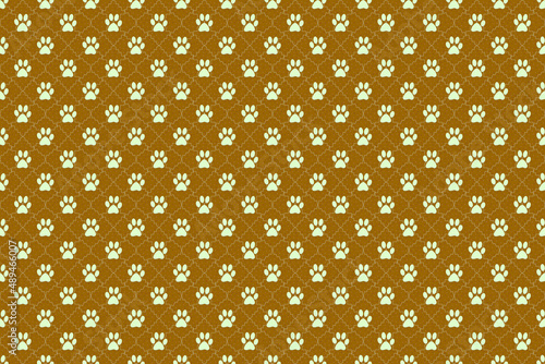 light green cream animal footprint pattern wallpaper doodle background, cute seamless pattern, brown background