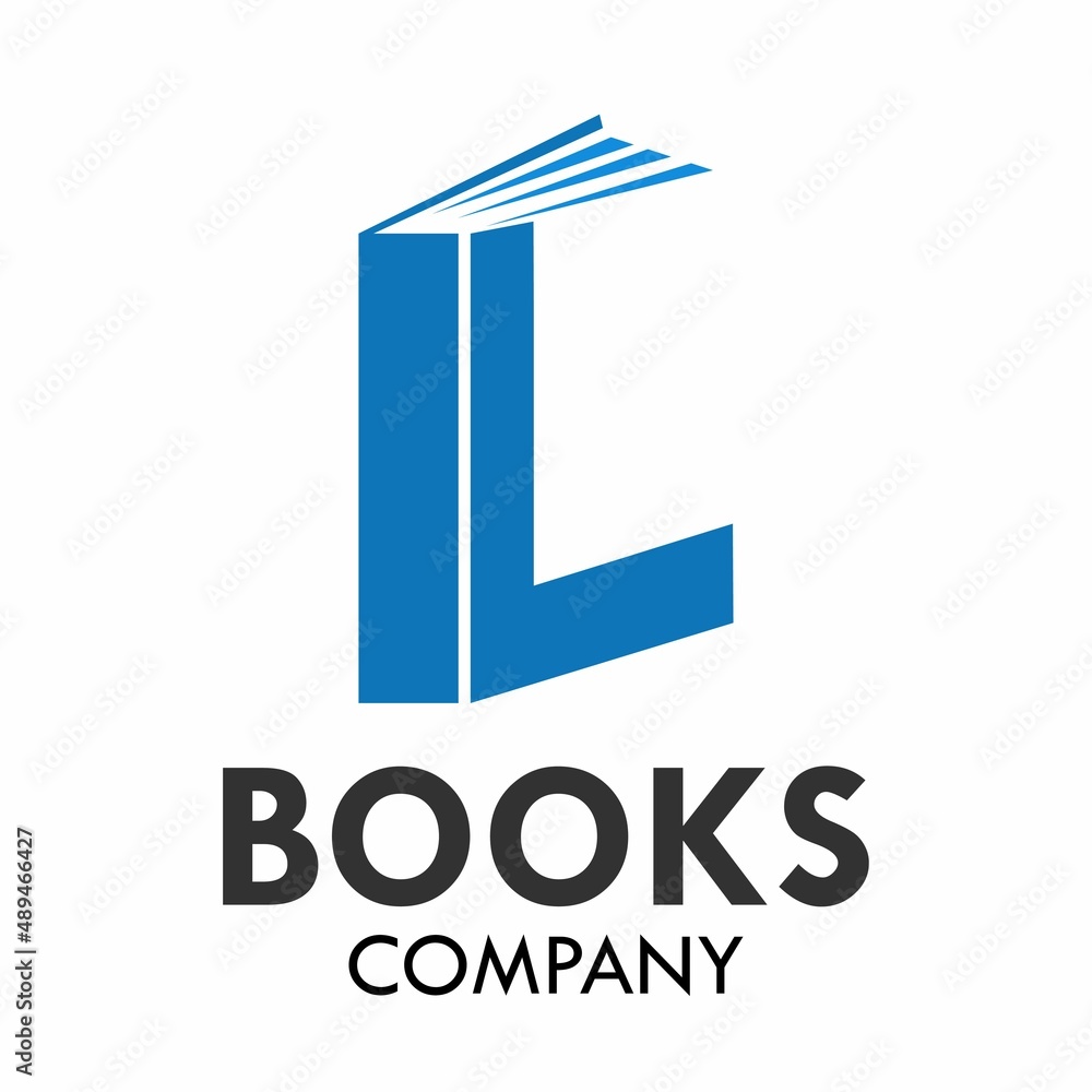 Letter l with books logo template illustration - obrazy, fototapety, plakaty 