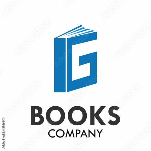 Letter g with books logo template illustration