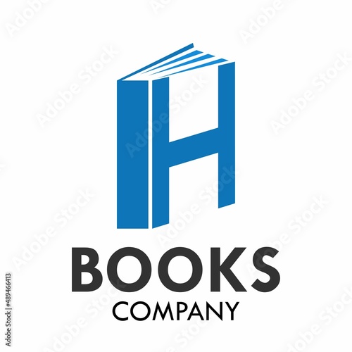 Letter h with books logo template illustration