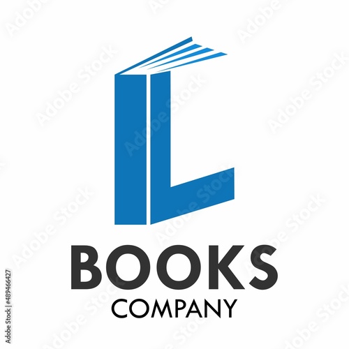 Letter l with books logo template illustration