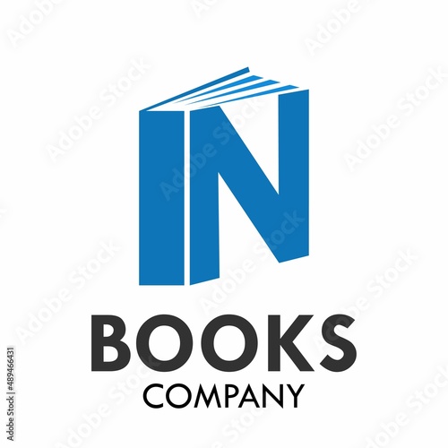 Letter n with books logo template illustration