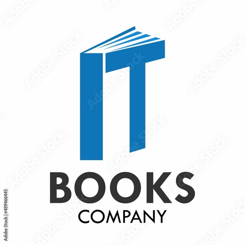 Letter t with books logo template illustration