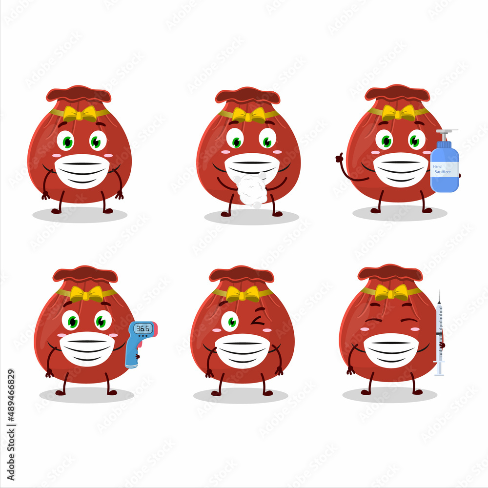 A picture of red bag cartoon design style keep staying healthy during a pandemic A picture of red bag cartoon design style keep staying healthy during a pandemic