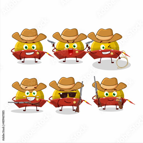 Cool cowboy yellow chinese traditional hat cartoon character with a cute hat