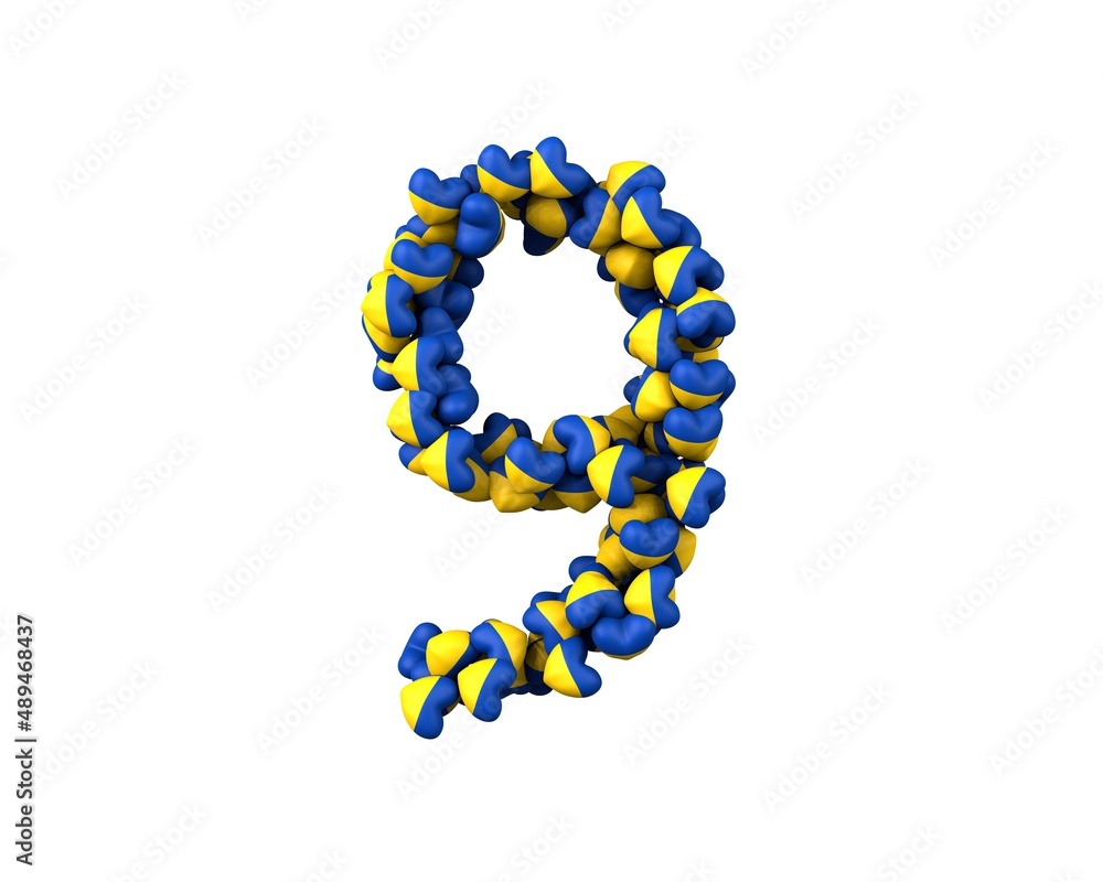 Ukraine Heart Themed Font Number 9