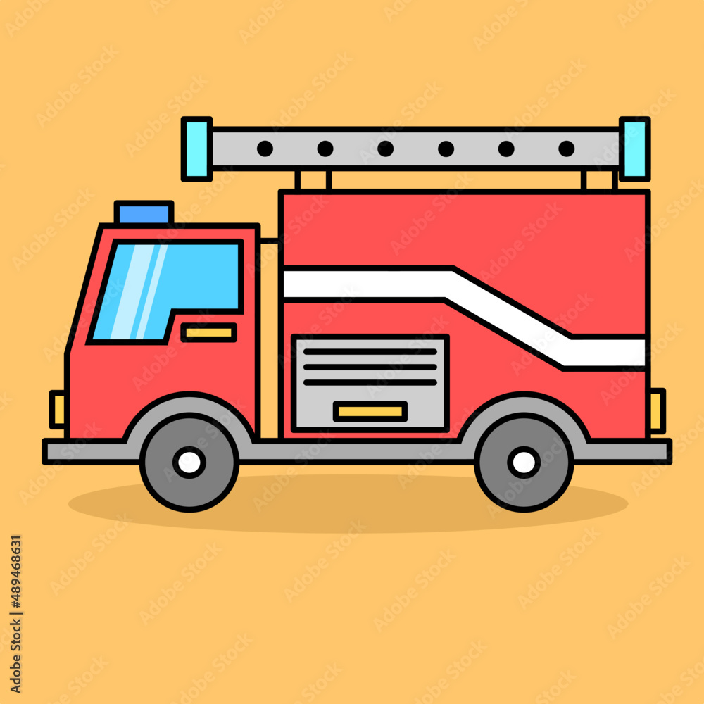 Fire truck vector with outline