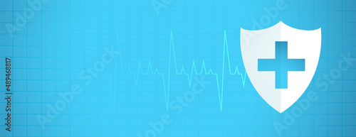 medical shield protection with cardiograph heartbeat lines