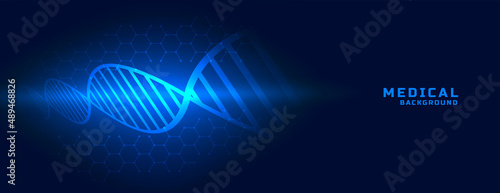dna banner in blue medical background style