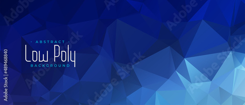 low poly blue triangles shape banner design