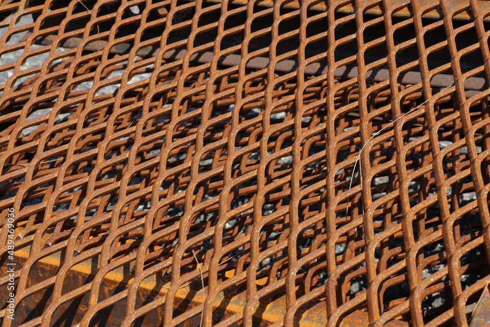 Rust non-slip steel grating background Rust non-slip steel grating background