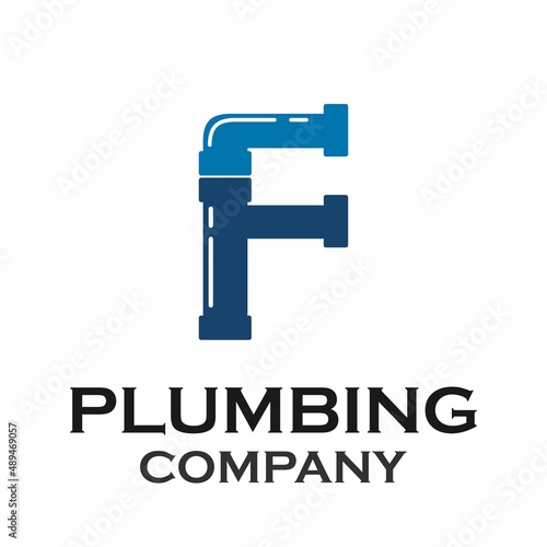 Letter f with plumbing logo template illustration