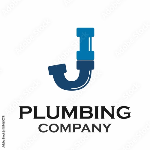 Letter j with plumbing logo template illustration