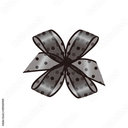 Ribbon Organdy　リボン　オーガンジー　黒色　のドット模様 photo