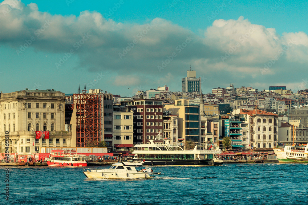 A view on the shores of the Bosphorus strait, Istanbul, Turkey, one afternoon October 27, 2019