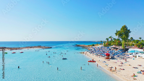 Cyprus, beautiful views of the beaches of Cyprus, Mediterranean Sea, aerial view photo