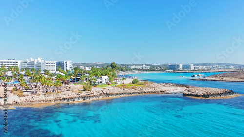 Cyprus, beautiful views of the beaches of Cyprus, Mediterranean Sea, aerial view