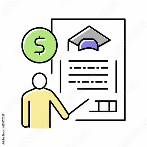for education allowance color icon vector illustration