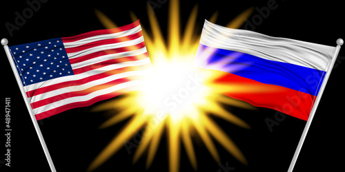 アメリカ　ロシア　 国旗　背景