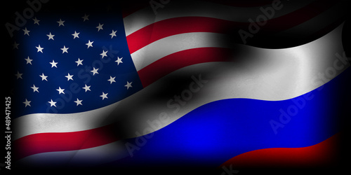 アメリカ　ロシア　 国旗　背景