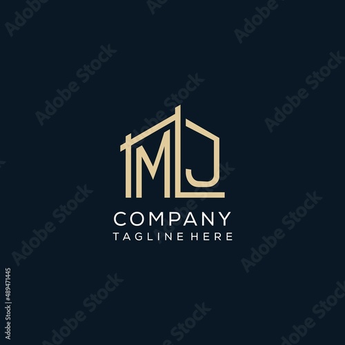 Initial MJ logo, clean and modern architectural and construction logo design