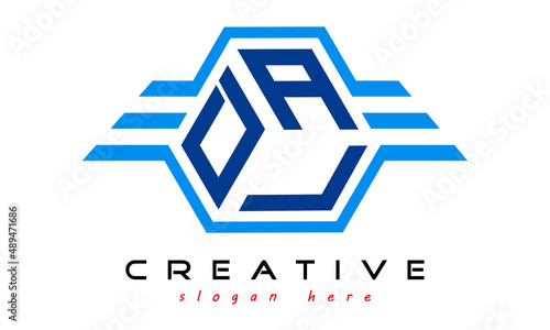 DAL three letter monogram type emblem badge with wings logo vector template.