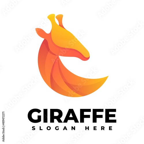 Vector Logo Illustration Giraffe Gradient Colorful Style.