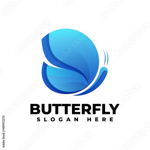 Vector Logo Illustration Butterfly Gradient Colorful Style.