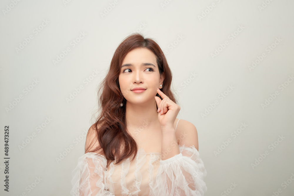Beautiful woman with perfect makeup on white background Beautiful woman with perfect makeup on white background