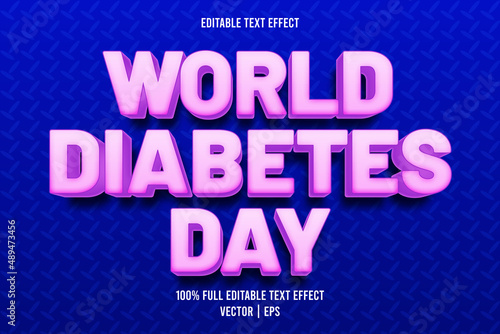 World diabetes day editable text effect cartoon style