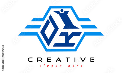 DIK three letter monogram type emblem badge with wings logo vector template.