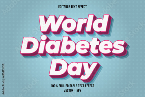 World diabetes day editable text effect cartoon style