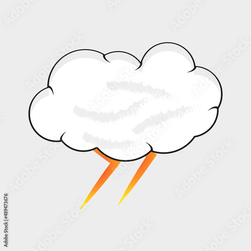 thunder and cloud lightning cute icon