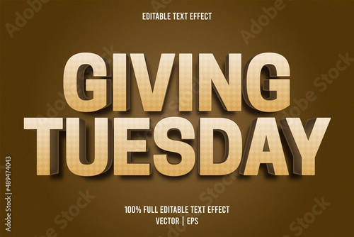 Giving tuesday editable text effect cartoon style