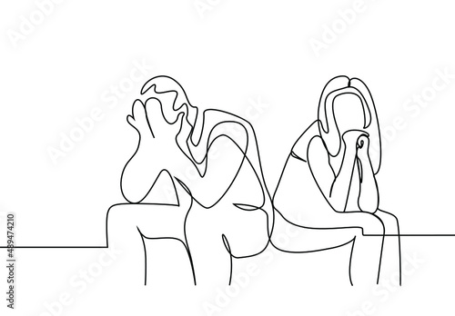 married couples in love have problems in their relationship and turn their backs and sit together
