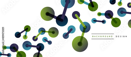 Abstract background. Round dots connected by lines. Trendy techno business template for wallpaper, banner, background or landing
